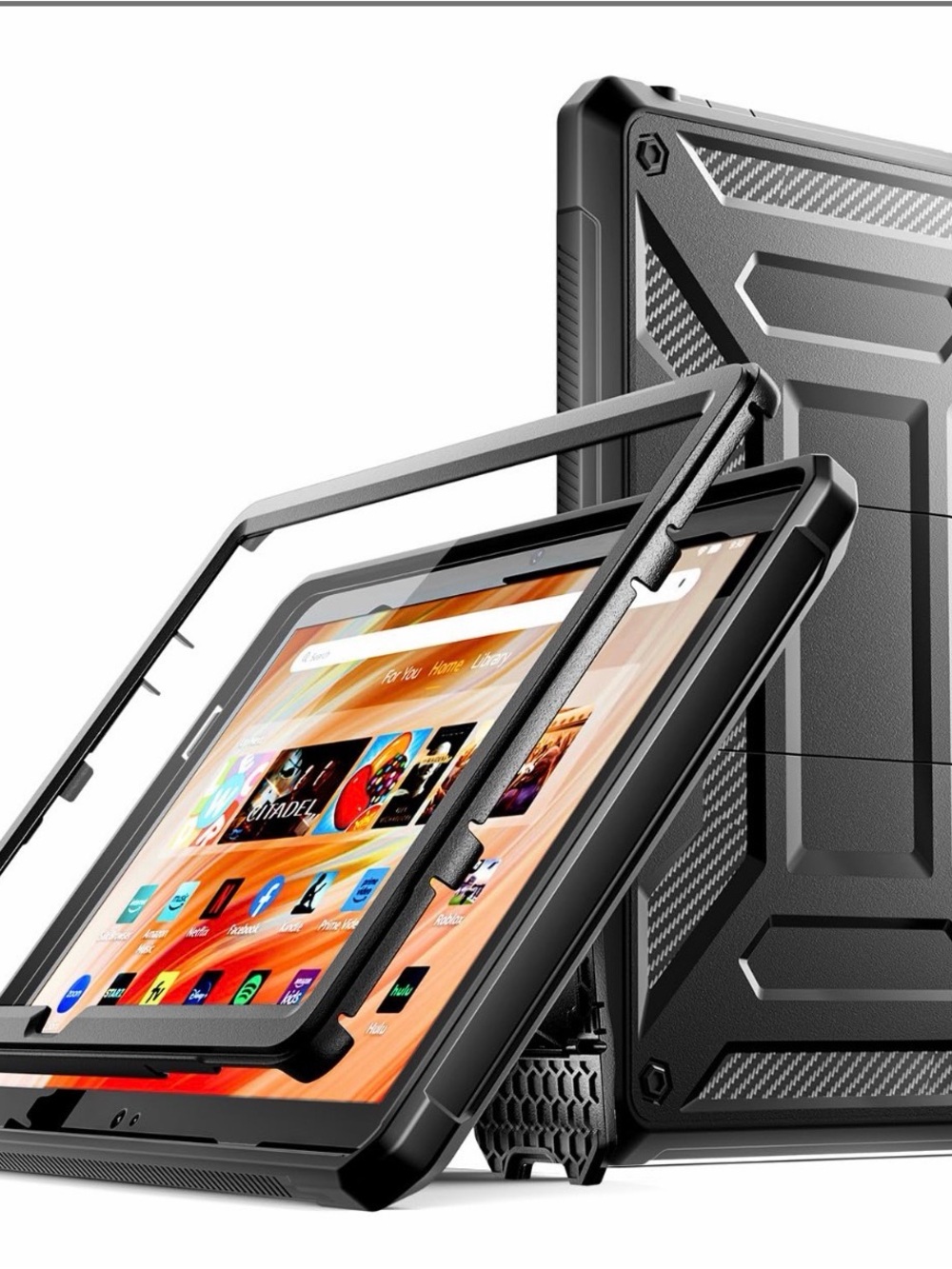 Rugged Black Tablet Case with Built-In Screen Protector